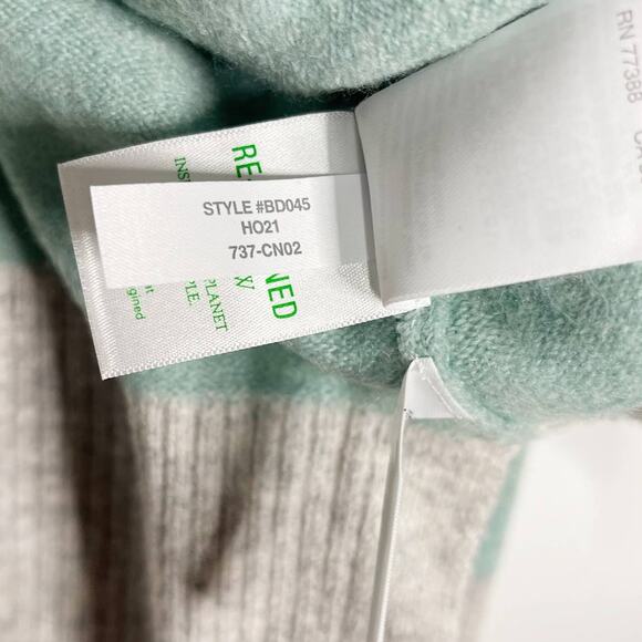 New J Crew S Green Gray Striped Turtleneck Sweater Supersoft Yarn Merino Alpaca - Picture 9 of 12